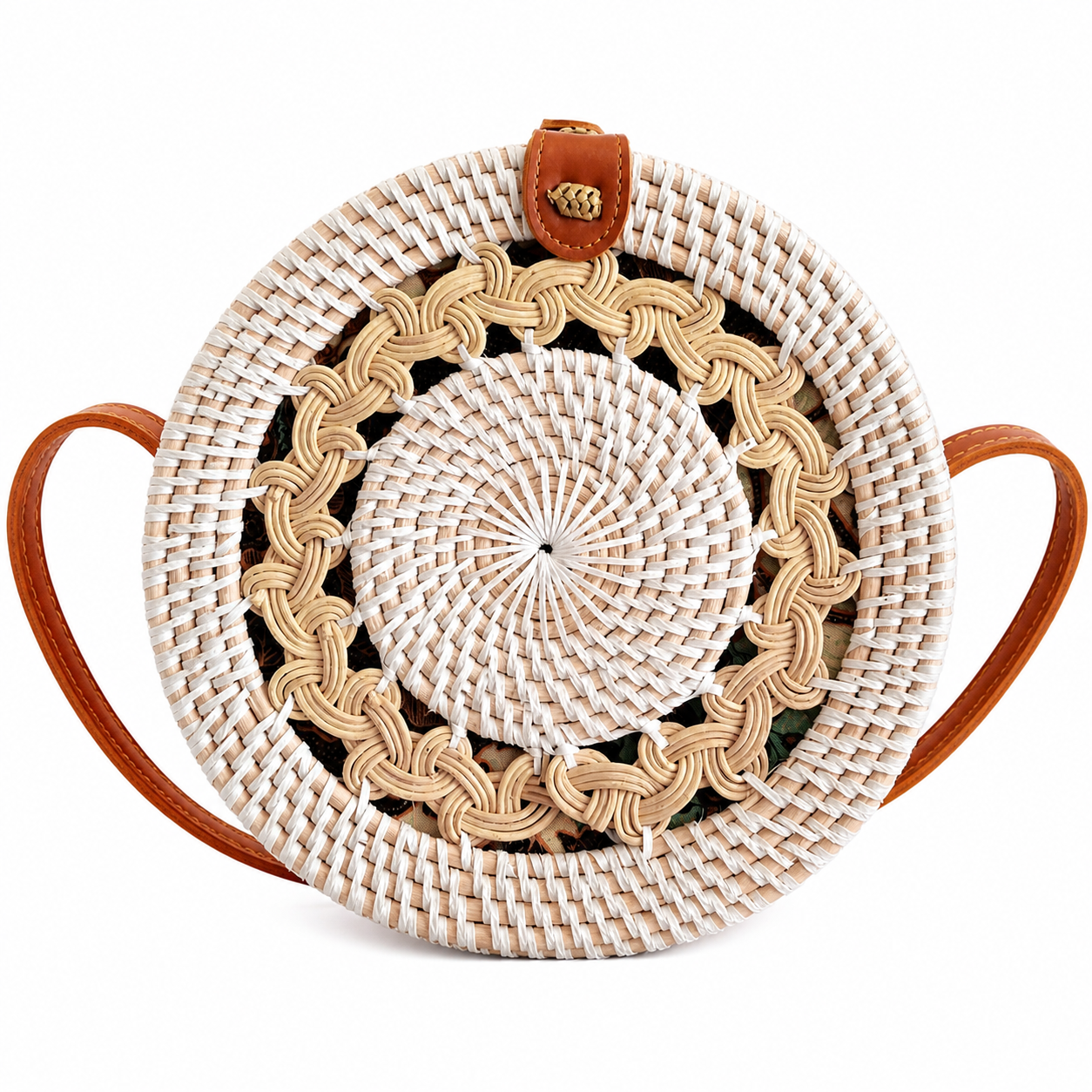 Handgemachte Ata-Gras-Tasche – Bali Boho Runde Umhängetasche für den Sommer