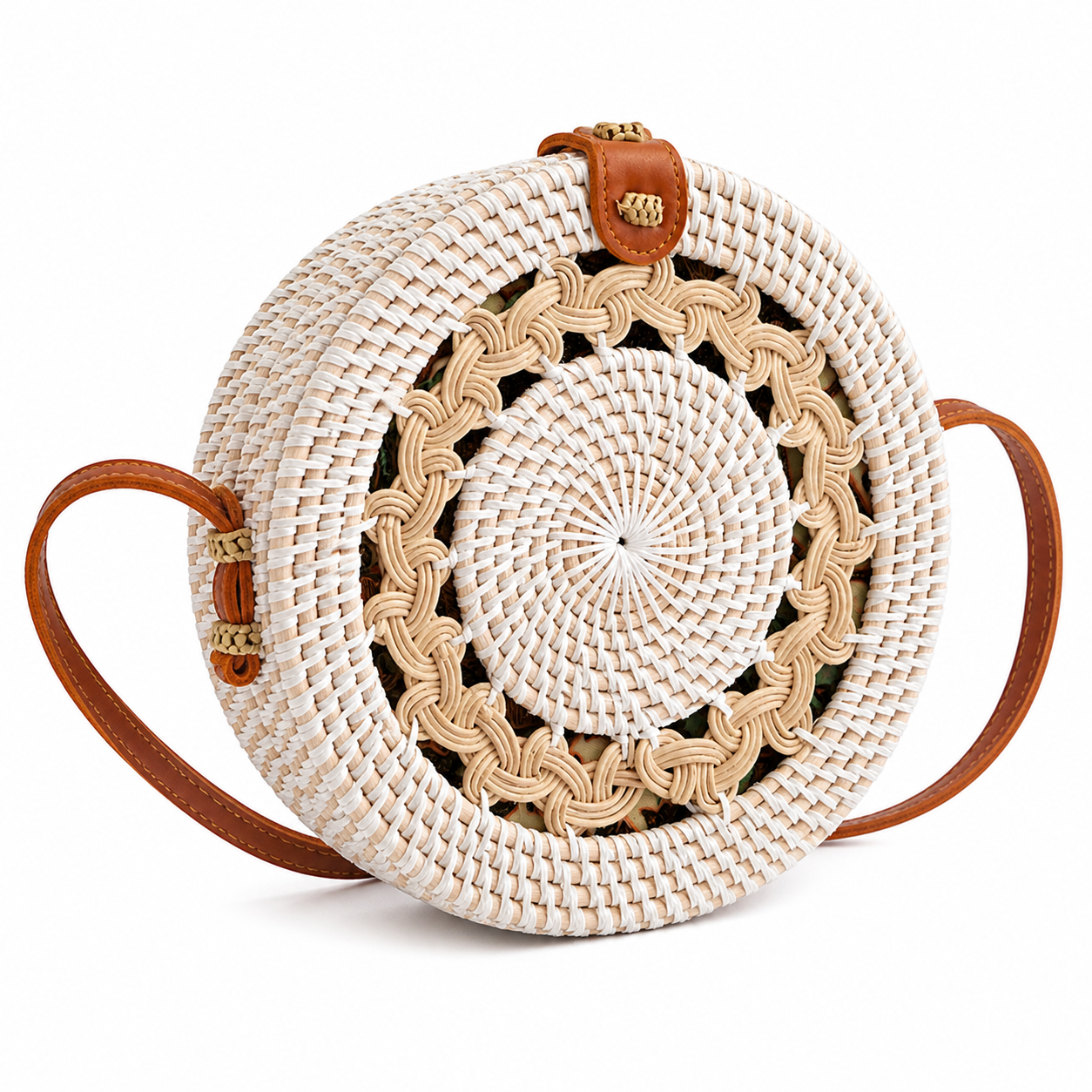 Handgemachte Ata-Gras-Tasche – Bali Boho Runde Umhängetasche für den Sommer