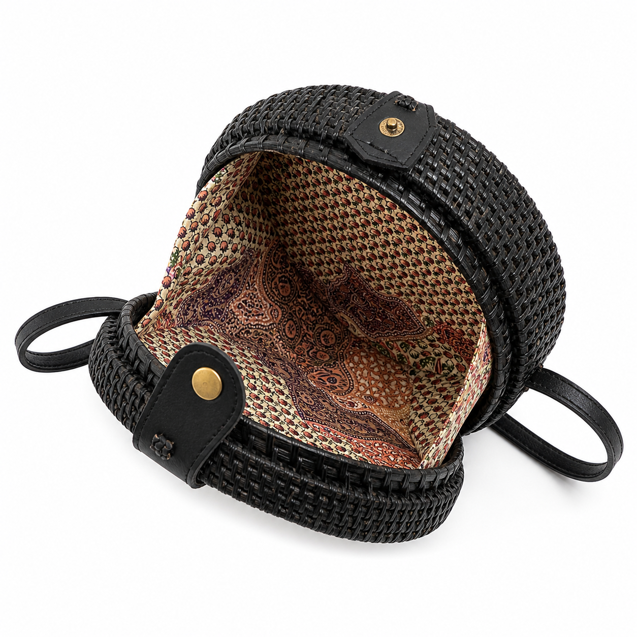 Handgemachte Ata-Gras-Tasche – Schwarze Bali Boho Muschel Umhängetasche